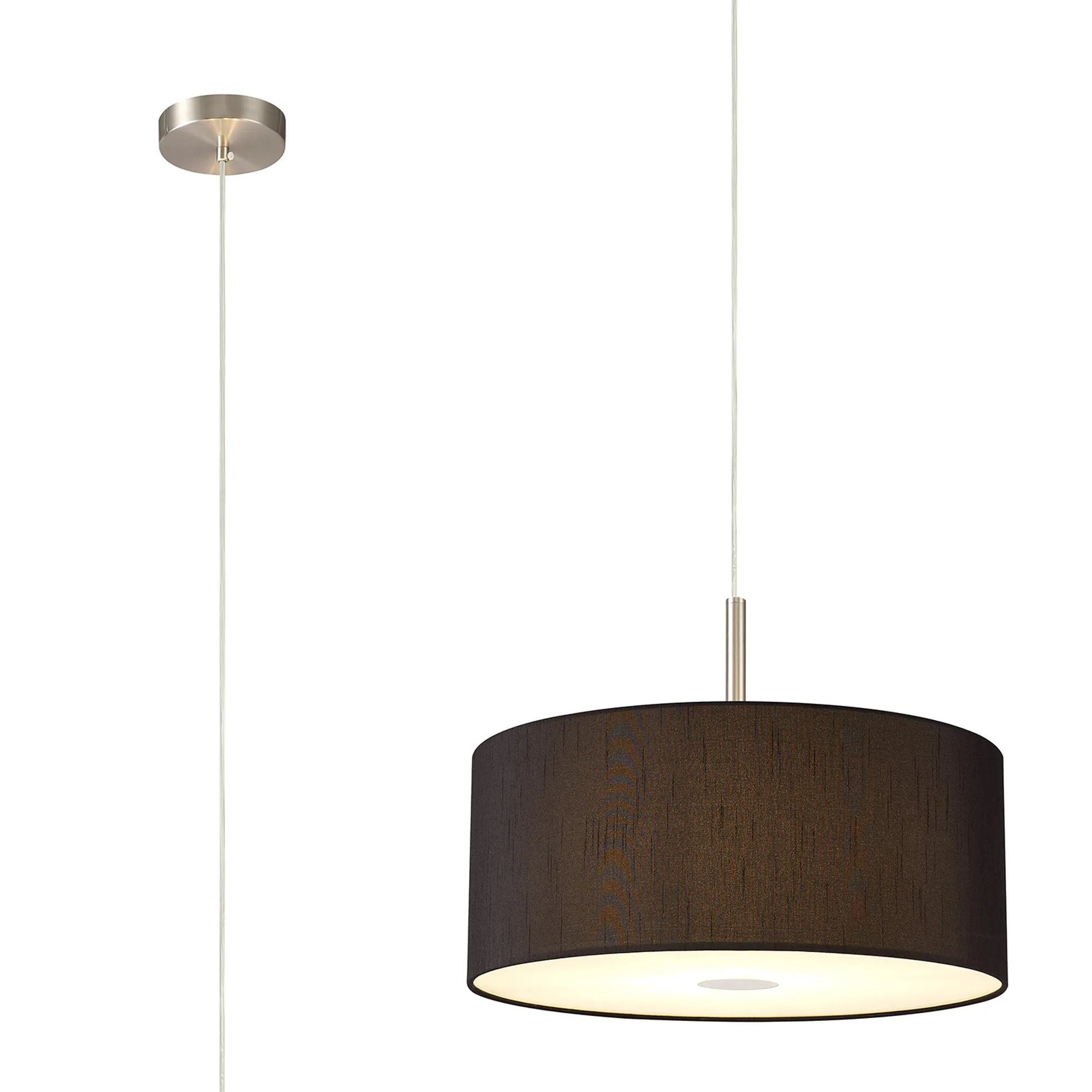 Baymont 40cm 3 Light Pendant Satin Nickel, Black, Frosted Diffuser DK0445  Deco Baymont SN BL